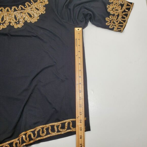 Catherine's Black Gold Embellished Trim Top  Holiday Party Women's Plus Size 2X - Picture 8 of 14